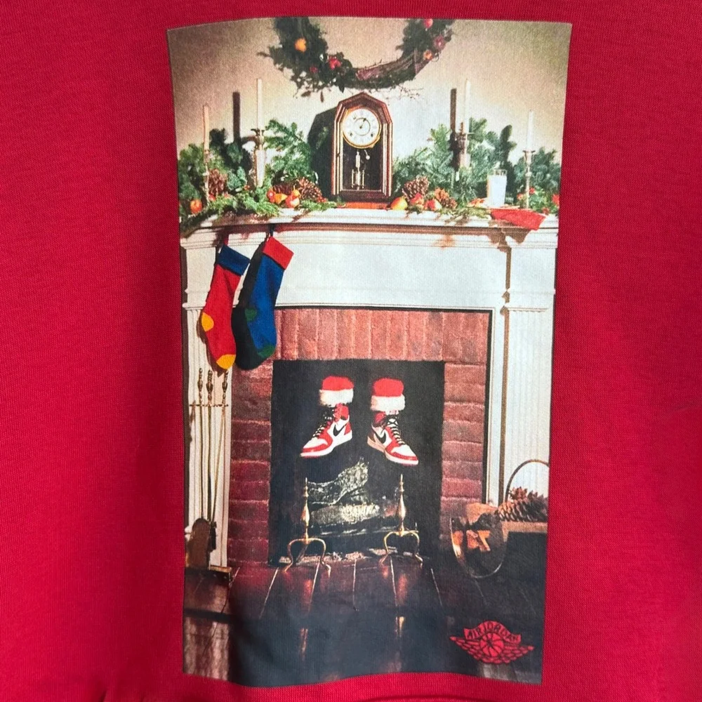 NEW‎ Nike Jordan Jumpman Men's Holiday Chimney Fleece Pullover Hoodie Red Small